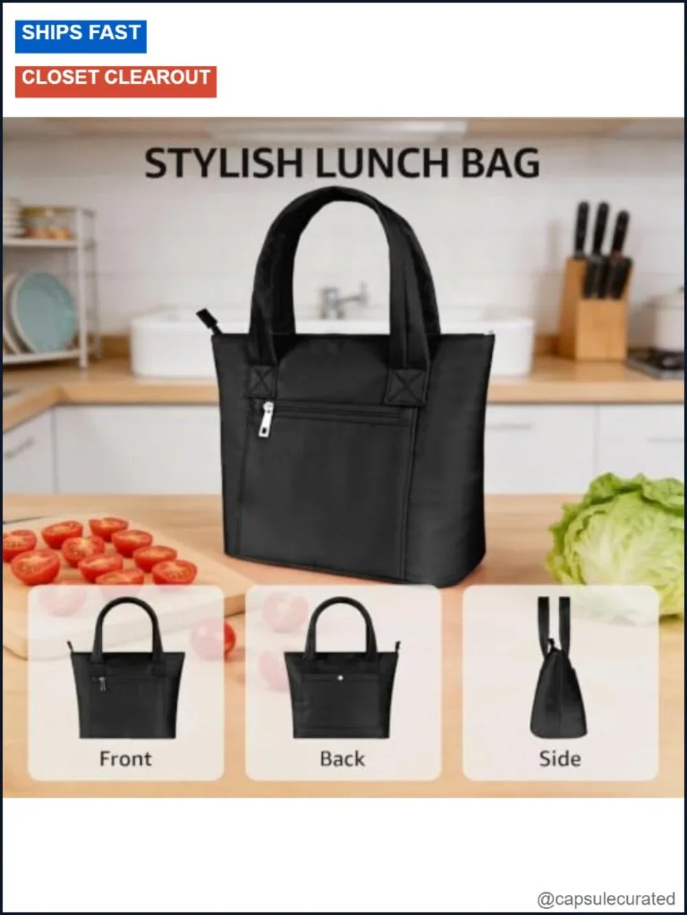 Insulated Quilted Tote Lunch Bag for Women Work Picnic